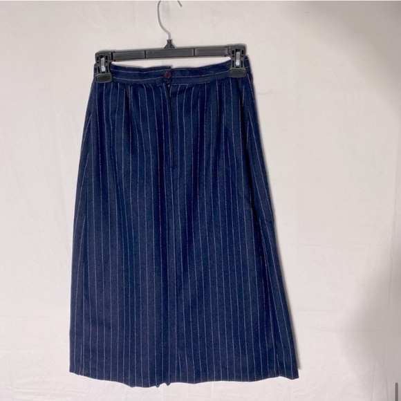 Vintage Crème Caramel Navy Blue Pinstriped Suit Skirt Set S - Picture 10 of 13